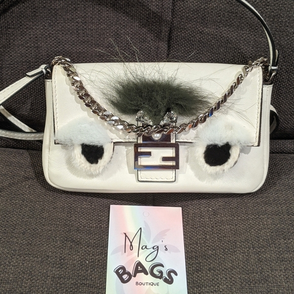 Fendi: Fur Monster Micro Fur Animal Buggie Baguette Chain Crossbody - Picture 7 of 16